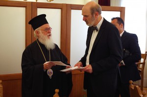 Thomas Schirrmacher im Gespräch mit Erzbischof Anastasios Yannoulatos, dem Oberhaupt der Autokephalen orthodoxen Kirche Albaniens