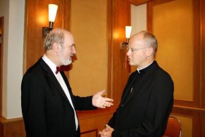 Thomas Schirrmacher in conversation with Dr. Franz-Josef Overbeck, the Bishop of Essen and a Catholic military bishop.
