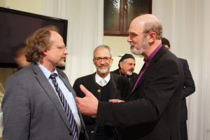 (von links nach rechts) Prof. Bielefeldt, Prof. Sauer, Patriarch Ignatius Joseph III. Younan (Patriarch der Syrisch-katholischen Kirche von Antiochien in Beirut), Prof. Schirrmacher