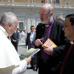 The Bishops Howell and Schirrmacher handing over the report on persecution in India to Pope Francis © Osservatore Romano 242471_27062018.jpg
