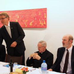 With Cardinal Tauran in 2011 at a meal upon the occasion of the public presentation of the document entitled ‘Christian Witness in a Multi-Religious World’ at the headquarters of the World Council of Churches, standing Olaf Tveit, the General Secretary of the WCC © BQ/Warnecke