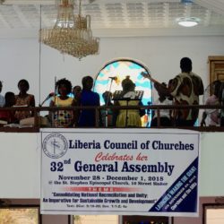 Das Transparent der 32. Generalversammlung des Liberia Council of Churches © BQ/Warnecke