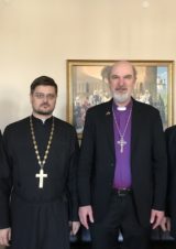 (from right to left): Dr. Vitaly Vlasenko, Thomas Schirrmacher, Hierimonk Father Stefan (Igumnov), Secretary for Inner-Christian Relations of the ROK © BQ/Thomas Schirrmacher