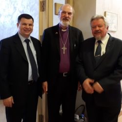 (from left to right): Dr. Vitaly Vlasenko, Thomas Schirrmacher, Peter Valterovich Mickiewicz, President of the Baptists © BQ/Thomas Schirrmacher