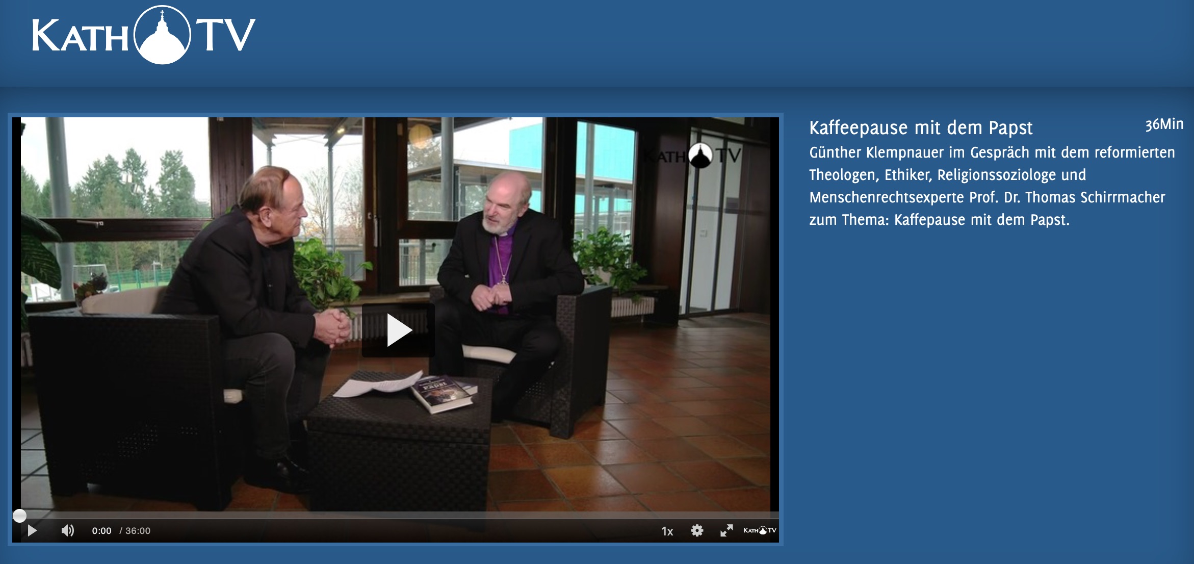 Screenshot Interview „Kaffeepausen mit dem Papst“