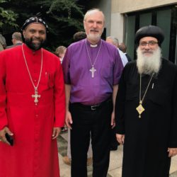 (from left to right): H. E. Metropolitan Dr Kuriakose Theophilose (Syrian Orthodox Church, India), Bishop Thomas Schirrmacher, H. E. Bishop Abraham (Coptic Orthodox Church, USA) © BQ/Thomas Schirrmacher