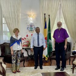 Thomas and Christine Schirrmacher with Wavel Ramkalawan, President of the Seychelles, in the State House in Victoria © WEA/Thomas Schirrmacher