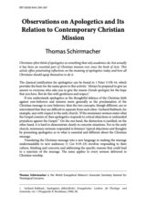 Observations on Apologetics and Its Relation to Contemporary Christian Mission